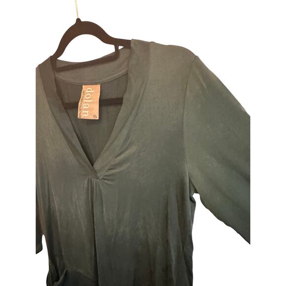 Dolan Left Coast V-Neck 3/4 Sleeve Green Tegan Tunic Dress XS - Picture 8 of 9